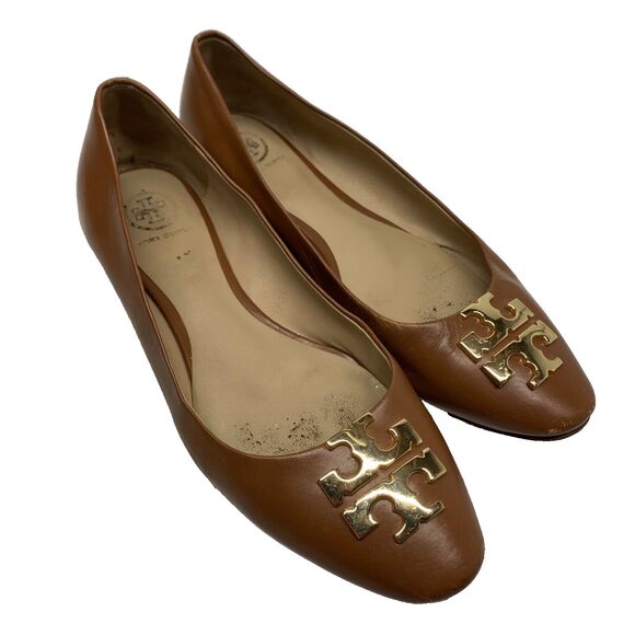 Tory Burch Nutria Gold Raleigh Ballet Flats Womens Size 7M - Picture 1 of 12